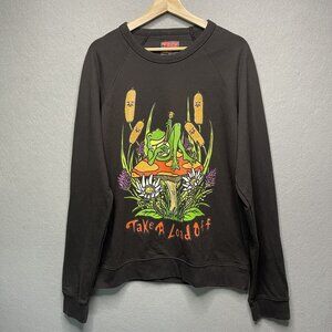 Teen Hearts Take A Load Off Frog Graphic Sweatshirt Black Cotton XL